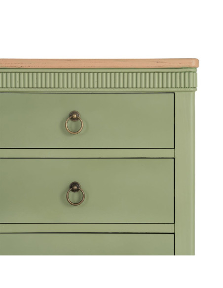 Table de chevet 3 tiroirs vert sauge et bois 50x38x72 cm Brioude Ixia - 4