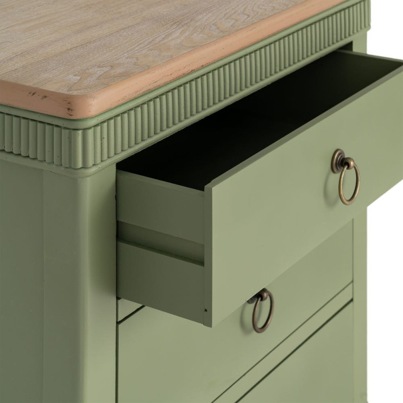 Table de chevet 3 tiroirs vert sauge et bois 50x38x72 cm Brioude Ixia - 6