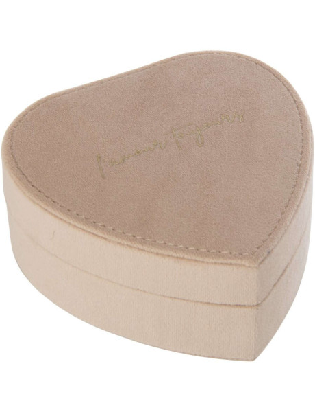 Boîte à bijoux cœur velours beige avec miroir Loreto J-Line - 2
