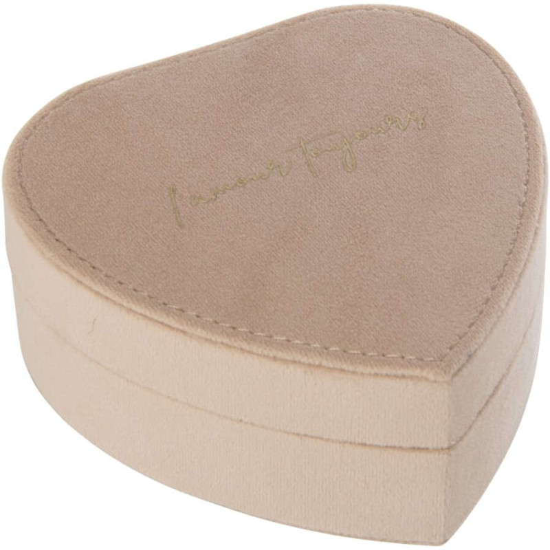 Boîte à bijoux cœur velours beige avec miroir Loreto J-Line - 2