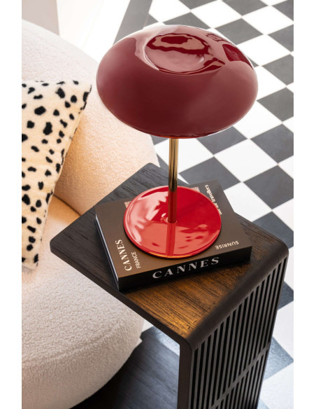 Lampe à poser champignon rouge en métal laqué Asti J-Line - 2