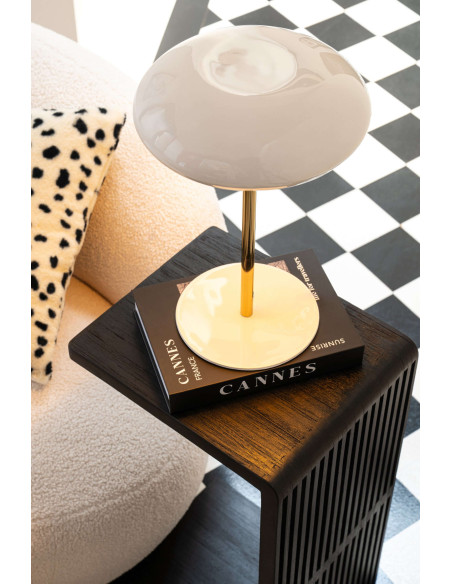 Lampe à poser champignon blanc et or métal 38 cm Asti J-Line - 2