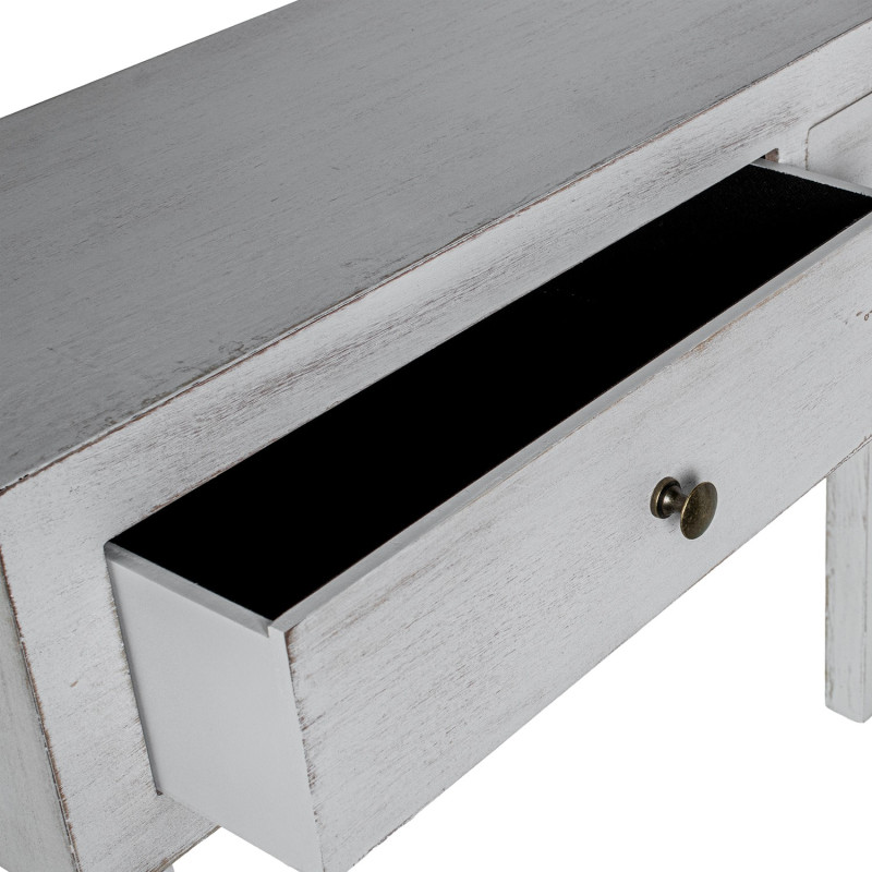 Console d’entrée bois blanc patiné 2 tiroirs 92x26x80 cm Baiona  - 5