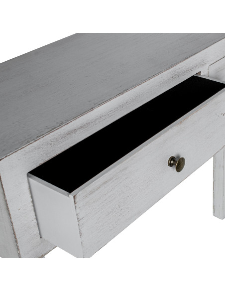 Console d’entrée bois blanc patiné 2 tiroirs 92x26x80 cm Baiona  - 5