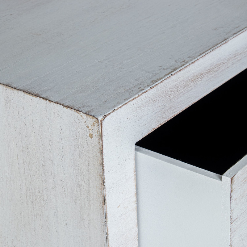 Console d’entrée bois blanc patiné 2 tiroirs 92x26x80 cm Baiona  - 8