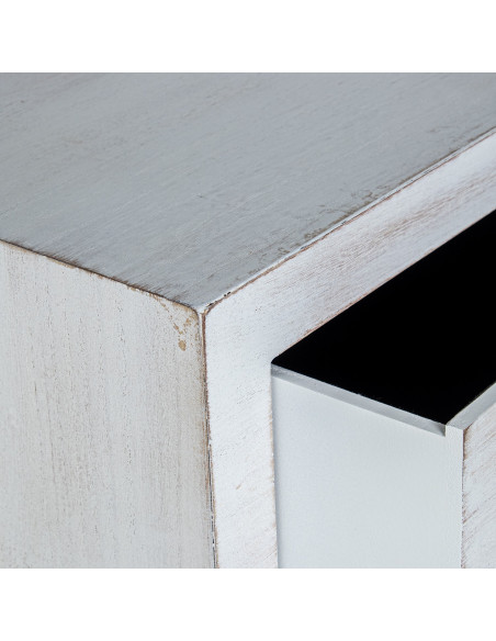 Console d’entrée bois blanc patiné 2 tiroirs 92x26x80 cm Baiona  - 8