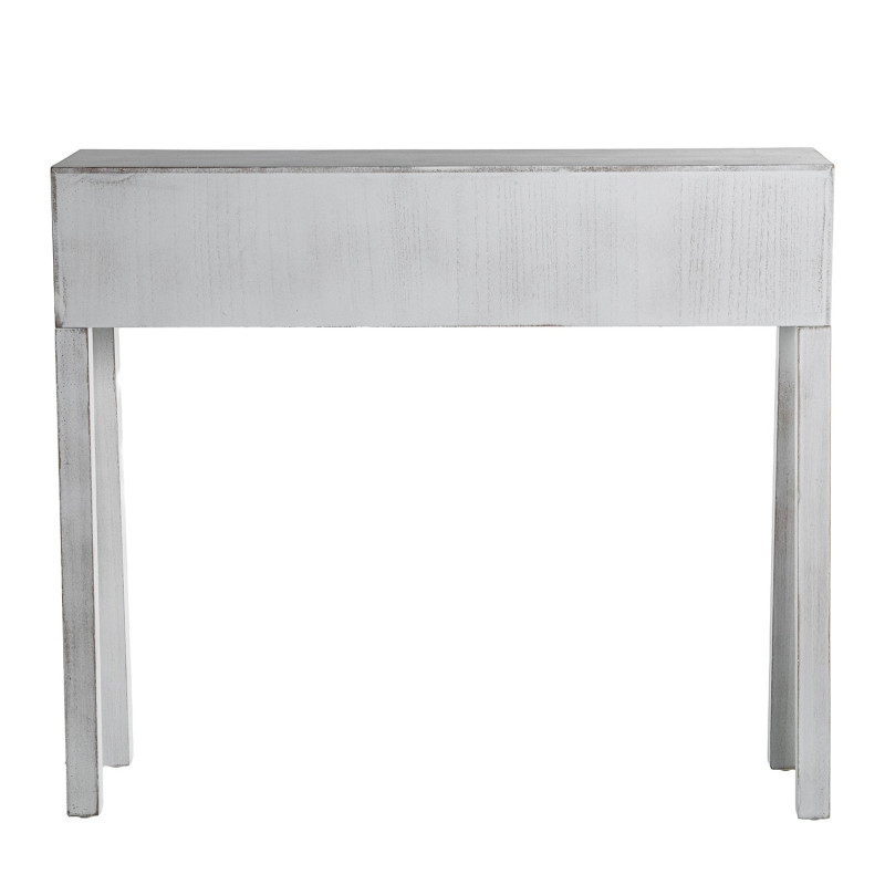 Console d’entrée bois blanc patiné 2 tiroirs 92x26x80 cm Baiona  - 9