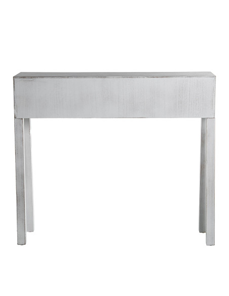 Console d’entrée bois blanc patiné 2 tiroirs 92x26x80 cm Baiona  - 9