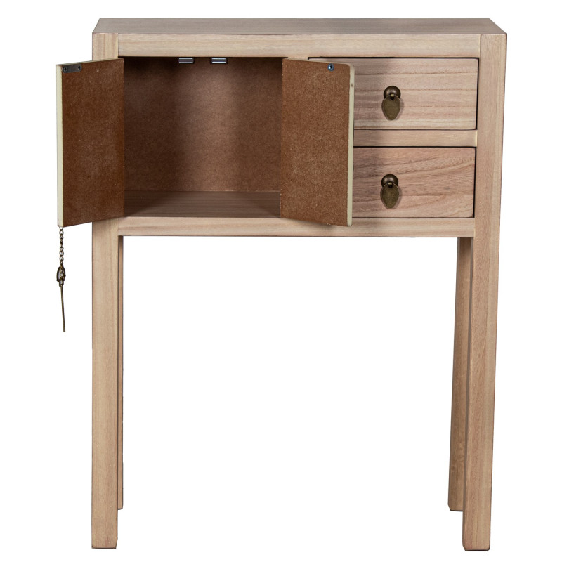 Console d’entrée bois naturel 2 tiroirs 2 portes 63x26x82 cm Komori  - 4