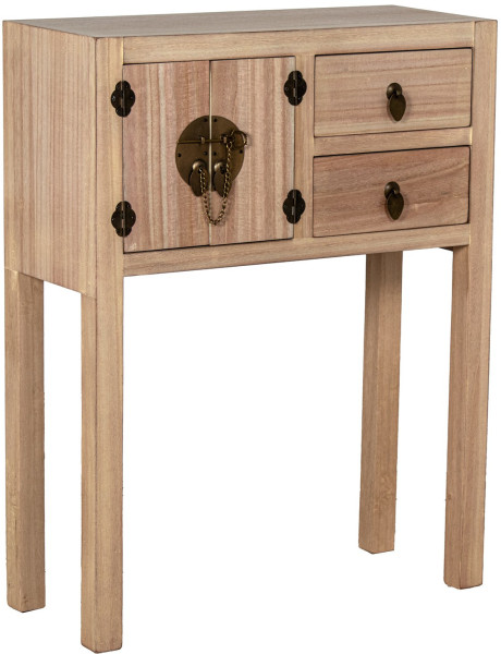 Console d’entrée bois naturel 2 tiroirs 2 portes 63x26x82 cm Komori  - 1