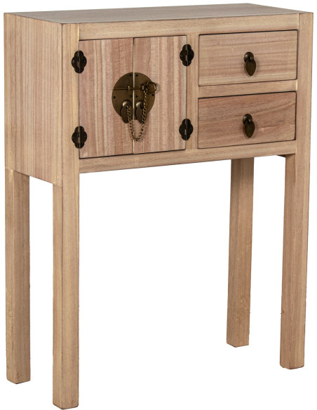 Console d’entrée bois naturel 2 tiroirs 2 portes 63x26x82 cm Komori  - 1