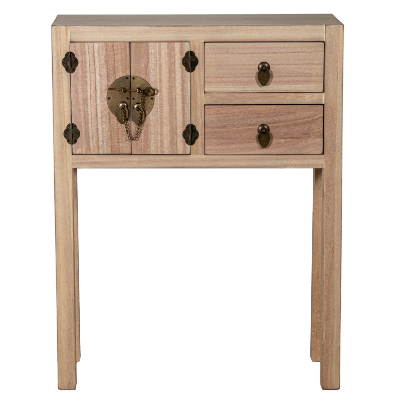 Console d’entrée bois naturel 2 tiroirs 2 portes 63x26x82 cm Komori  - 3