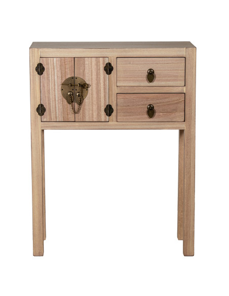 Console d’entrée bois naturel 2 tiroirs 2 portes 63x26x82 cm Komori  - 3