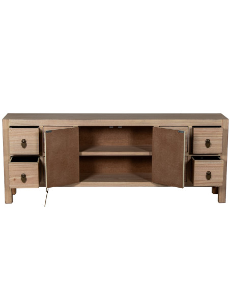 Meuble TV bois naturel 8 tiroirs 2 portes 130 cm Komori  - 4