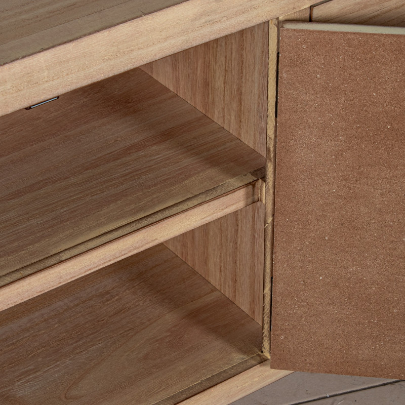 Meuble TV bois naturel 8 tiroirs 2 portes 130 cm Komori  - 6