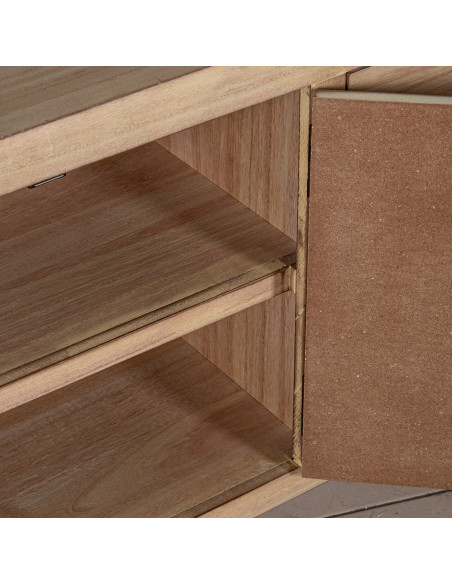 Meuble TV bois naturel 8 tiroirs 2 portes 130 cm Komori  - 6