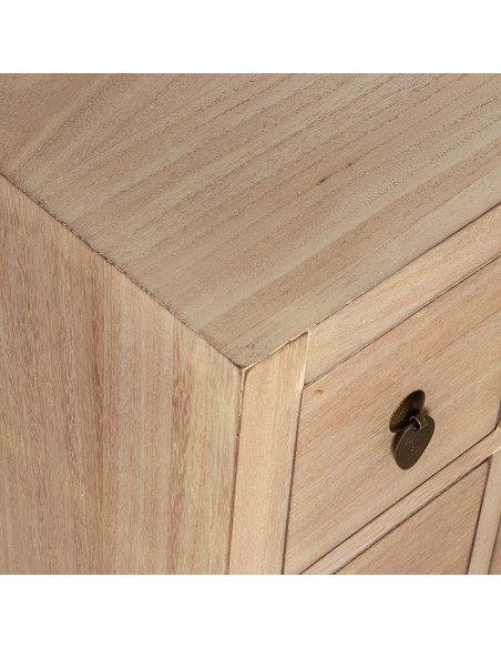 Meuble TV bois naturel 8 tiroirs 2 portes 130 cm Komori  - 8