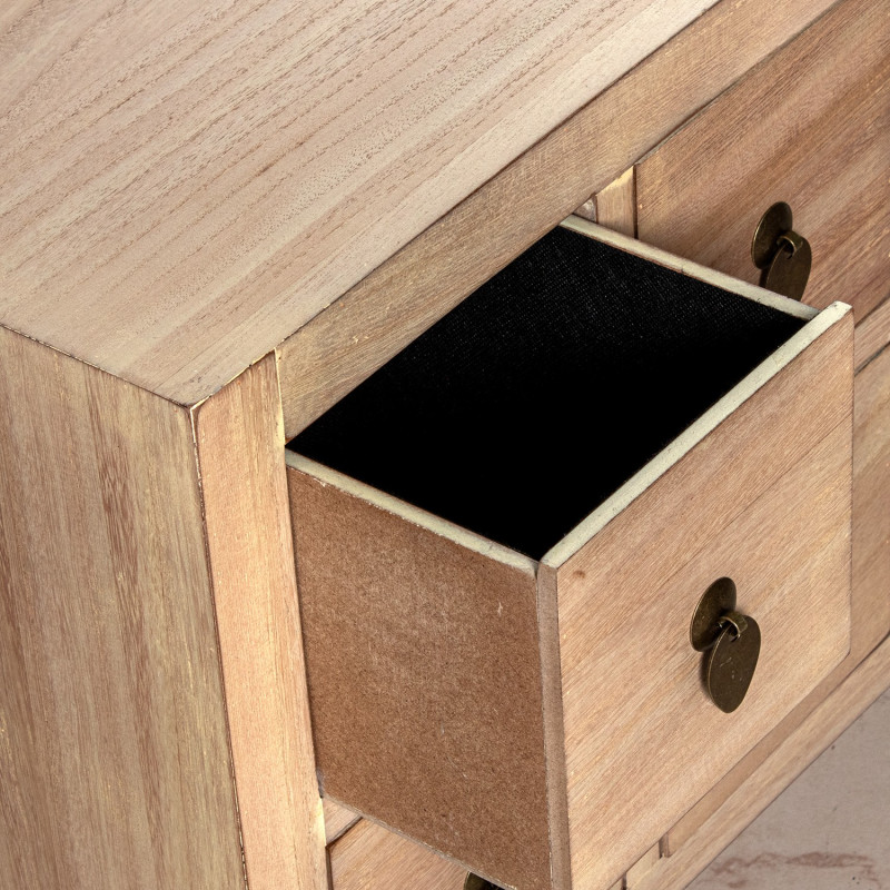 Meuble TV bois naturel 8 tiroirs 2 portes 130 cm Komori  - 5
