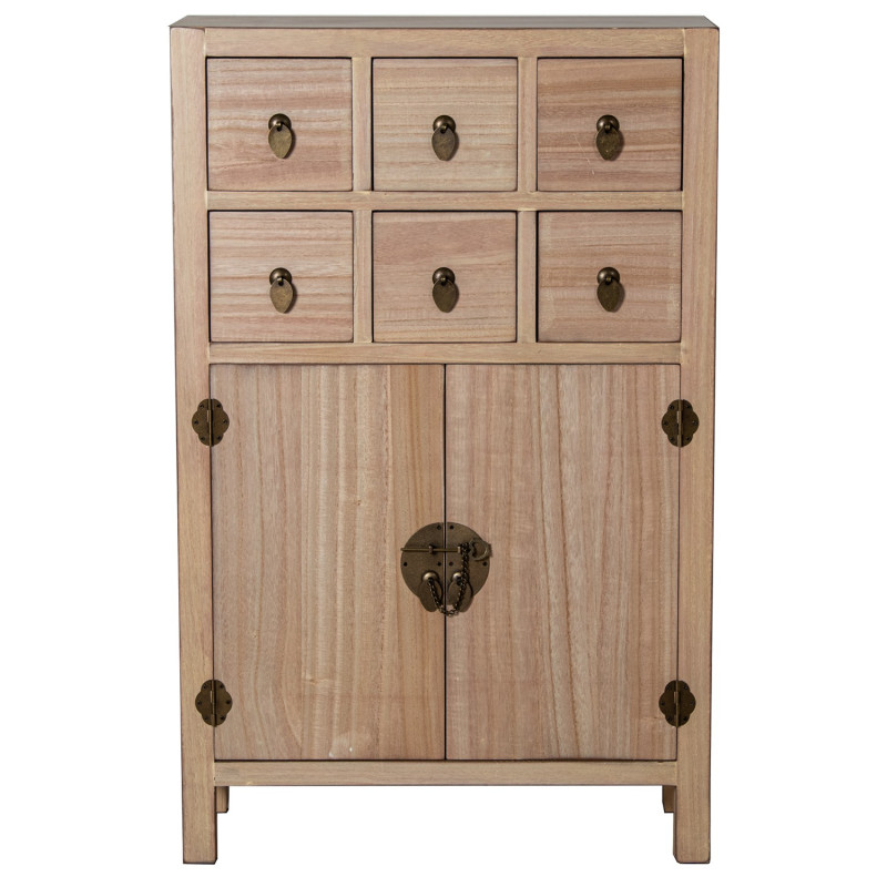 Meuble d’entrée bois naturel 6 tiroirs 63x26x100 cm Komori  - 3