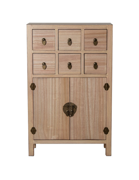 Meuble d’entrée bois naturel 6 tiroirs 63x26x100 cm Komori  - 3