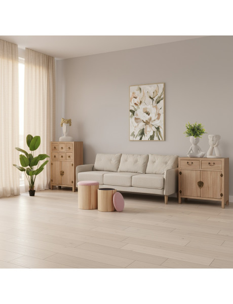 Meuble d’entrée bois naturel 6 tiroirs 63x26x100 cm Komori  - 2