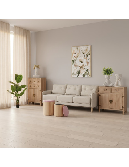 Meuble d’entrée bois naturel 6 tiroirs 63x26x100 cm Komori  - 2