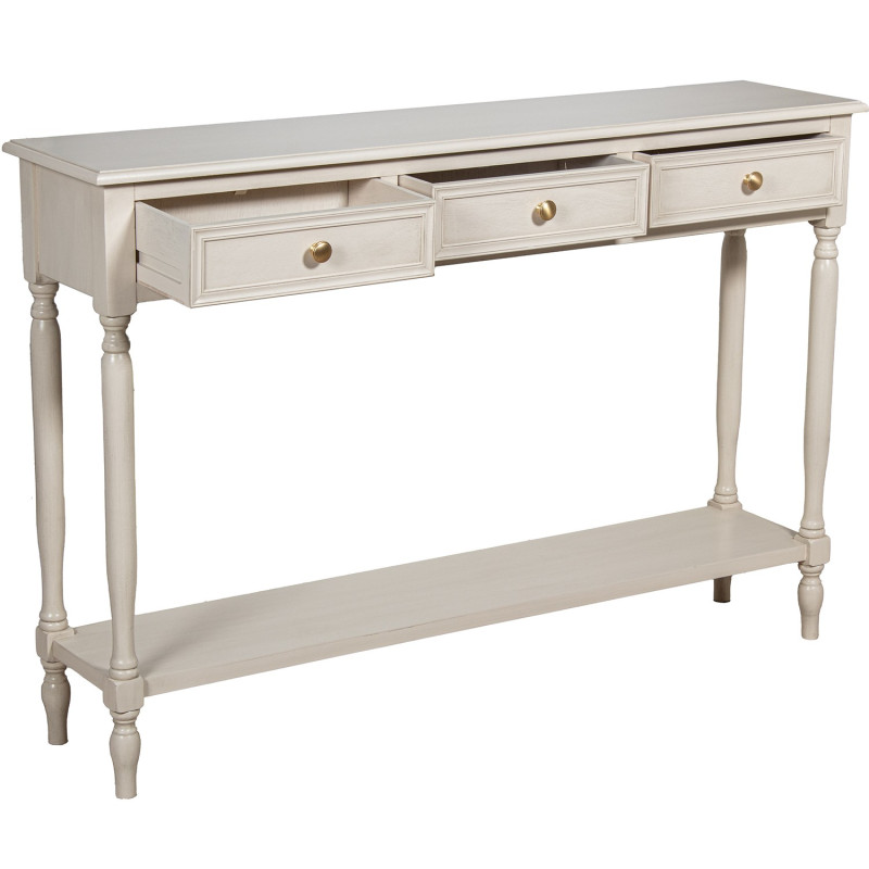 Console d’entrée bois beige 3 tiroirs 120 cm Bastide  - 4