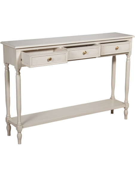 Console d’entrée bois beige 3 tiroirs 120 cm Bastide  - 4