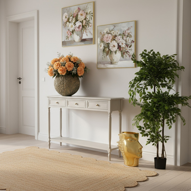 Console d’entrée bois beige 3 tiroirs 120 cm Bastide  - 2