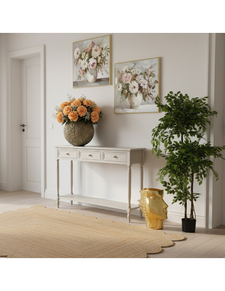 Console d’entrée bois beige 3 tiroirs 120 cm Bastide  - 2