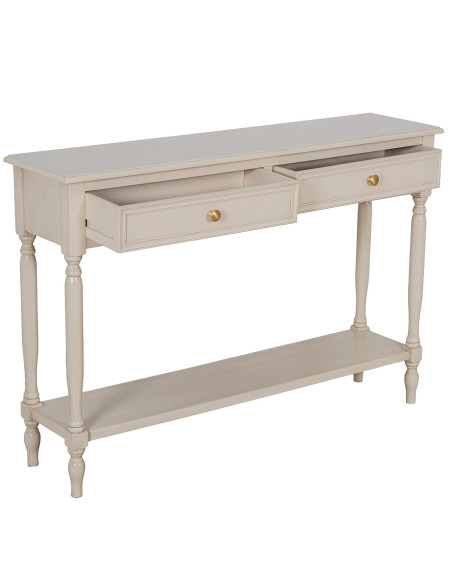 Console d’entrée bois beige 2 tiroirs 110 cm Bastide  - 4