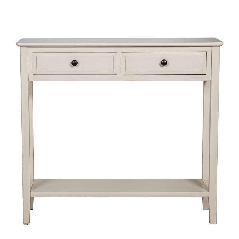 Console d’entrée bois beige 2 tiroirs 90 cm Valmondois  - 2