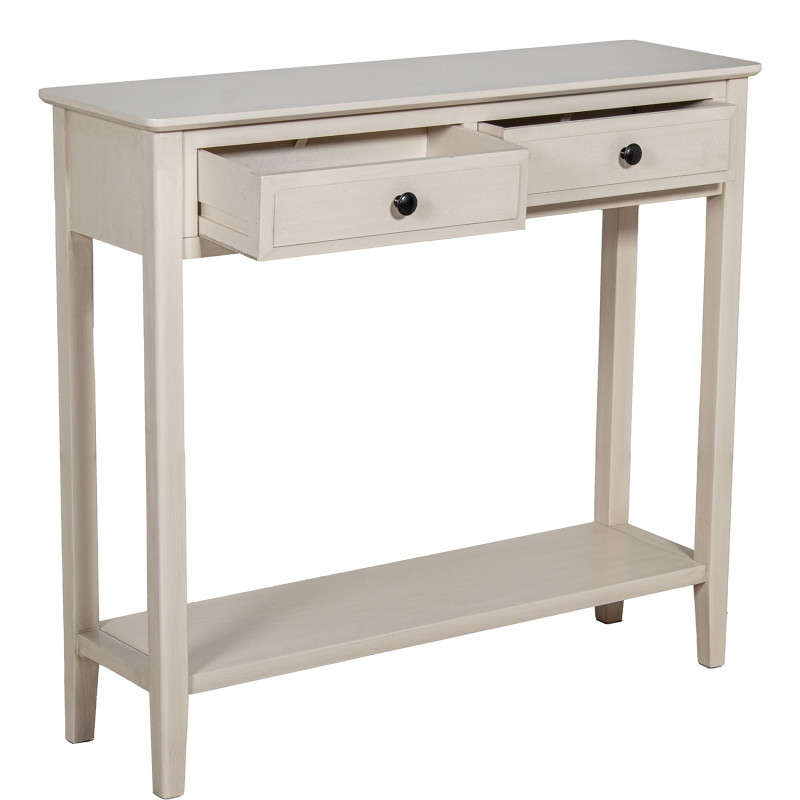 Console d’entrée bois beige 2 tiroirs 90 cm Valmondois  - 3
