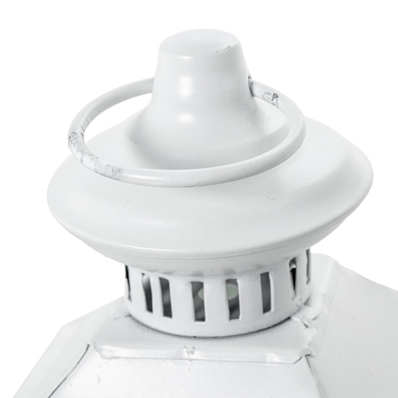 Lot de 2 lanternes décoratives bois blanc et métal 66/43 cm Brumelune  - 4