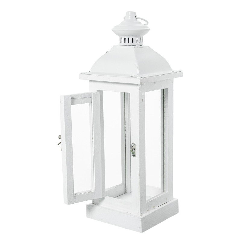 Lot de 2 lanternes décoratives bois blanc et métal 66/43 cm Brumelune  - 6