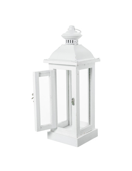 Lot de 2 lanternes décoratives bois blanc et métal 66/43 cm Brumelune  - 6
