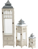 Lot de 3 lanternes décoratives bois blanc 129 cm Brouage