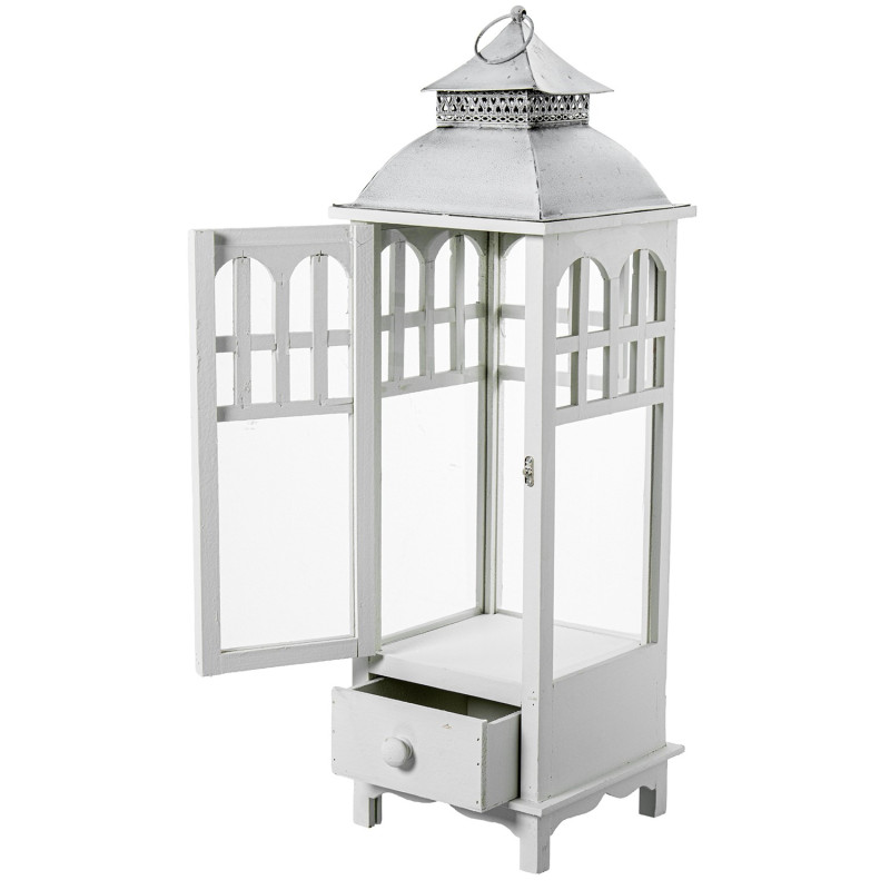 Lot de 3 lanternes décoratives bois blanc 129 cm Brouage  - 6