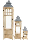 Lot de 3 lanternes décoratives bois naturel 129 cm Brouage