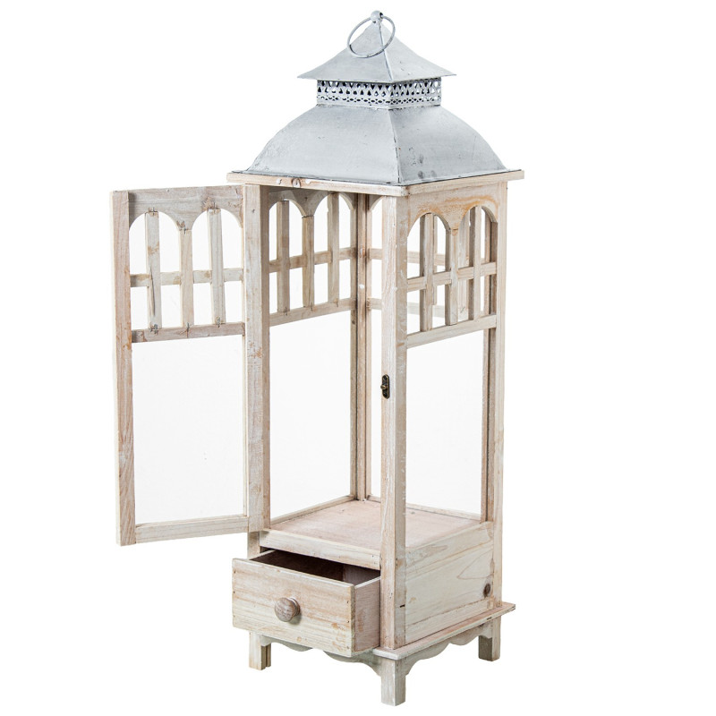 Lot de 3 lanternes décoratives bois naturel 129 cm Brouage  - 6