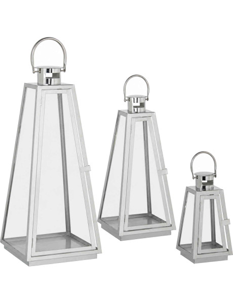 Lot de 3 lanternes photophores métal chromé 53 cm Gatteville  - 1