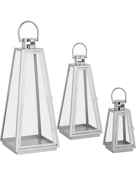 Lot de 3 lanternes photophores métal chromé 53 cm Gatteville  - 1