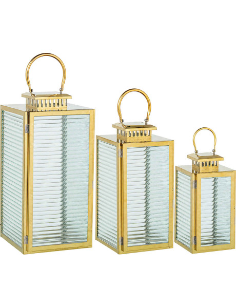 Lot de 3 lanternes photophores métal doré 48 cm Aureilhan  - 1