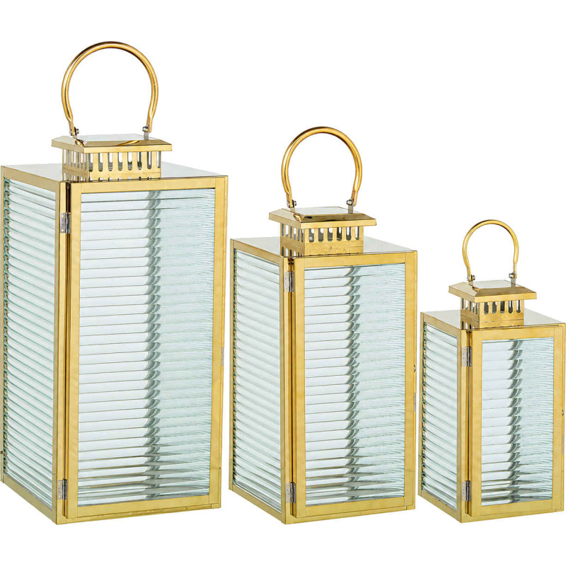 Lot de 3 lanternes photophores métal doré 48 cm Aureilhan  - 1