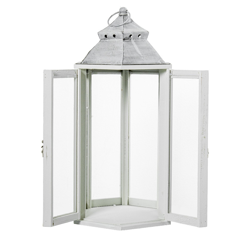 Lot de 3 lanternes décoratives bois blanc 72 cm Piriac  - 6