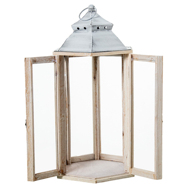 Lot de 3 lanternes décoratives bois naturel 72 cm Piriac  - 6