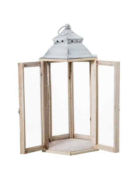 Lot de 3 lanternes décoratives bois naturel 72 cm Piriac  - 6