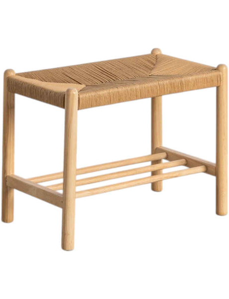 Banc d’entrée bois naturel et corde 60 cm Calatanazor Ixia - 1