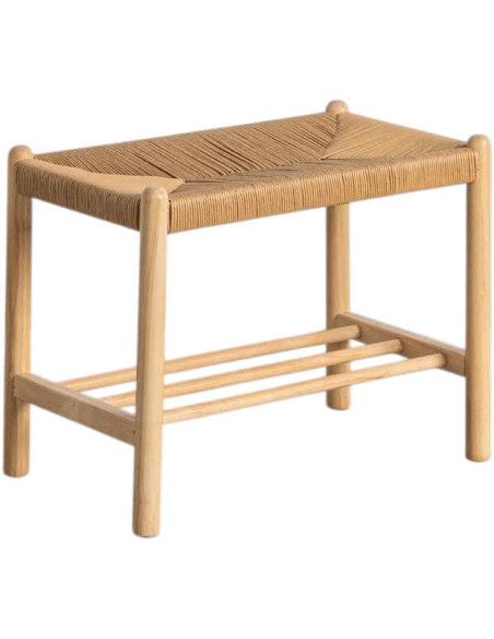Banc d’entrée bois naturel et corde 60 cm Calatanazor Ixia - 1