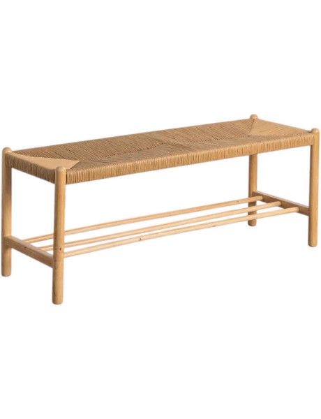 Banc bois naturel corde tressée 120 cm Calatanazor Ixia - 1